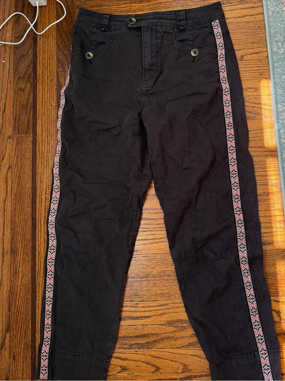 Grey women’s Casual Pants with Pink Trim
